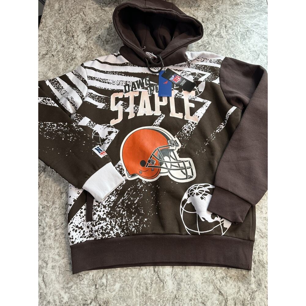 NWT Men’s Staple X NFL Cleveland Browns All Over Print Hoodie Medium Dawg Pound